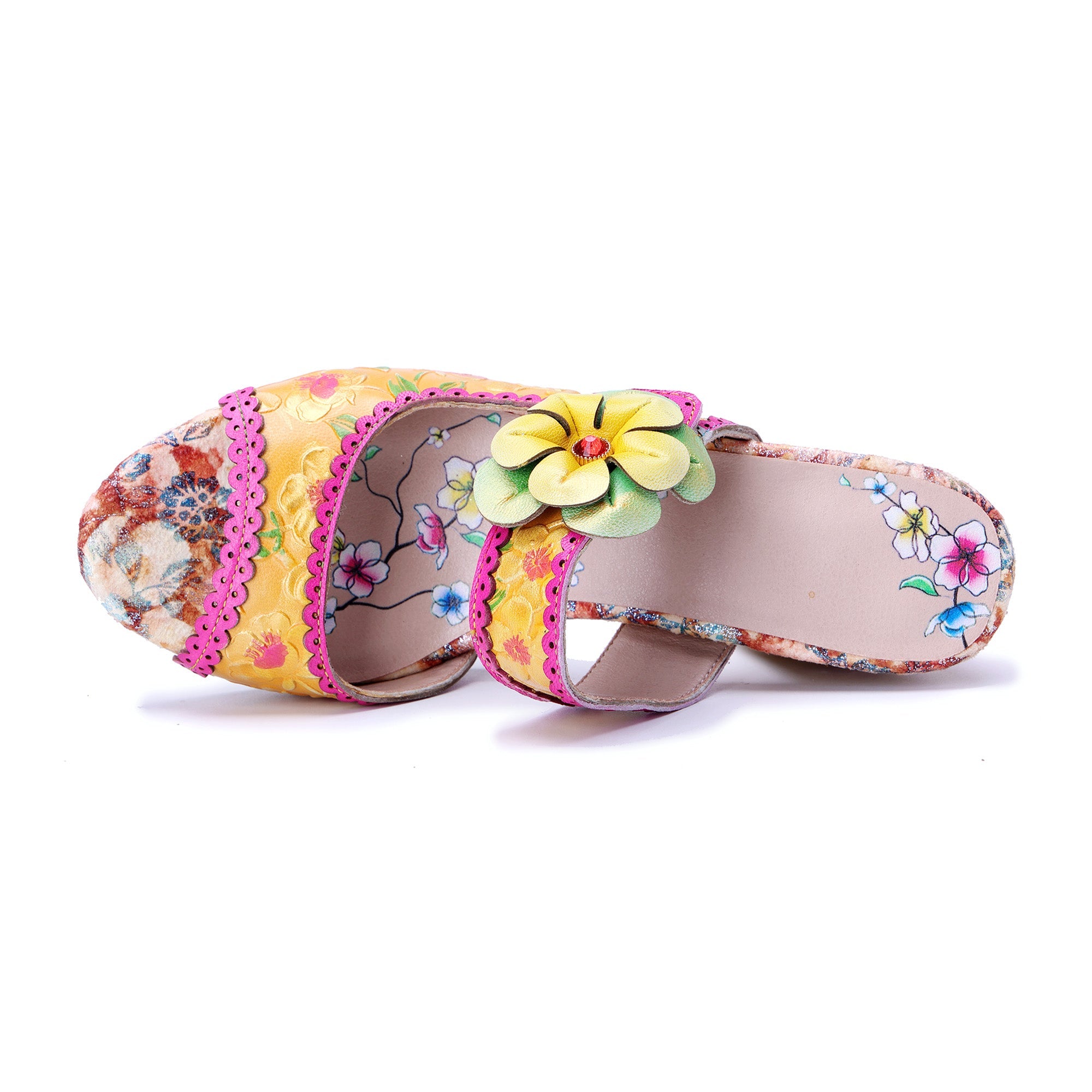 Floral Embossed Mule Heels