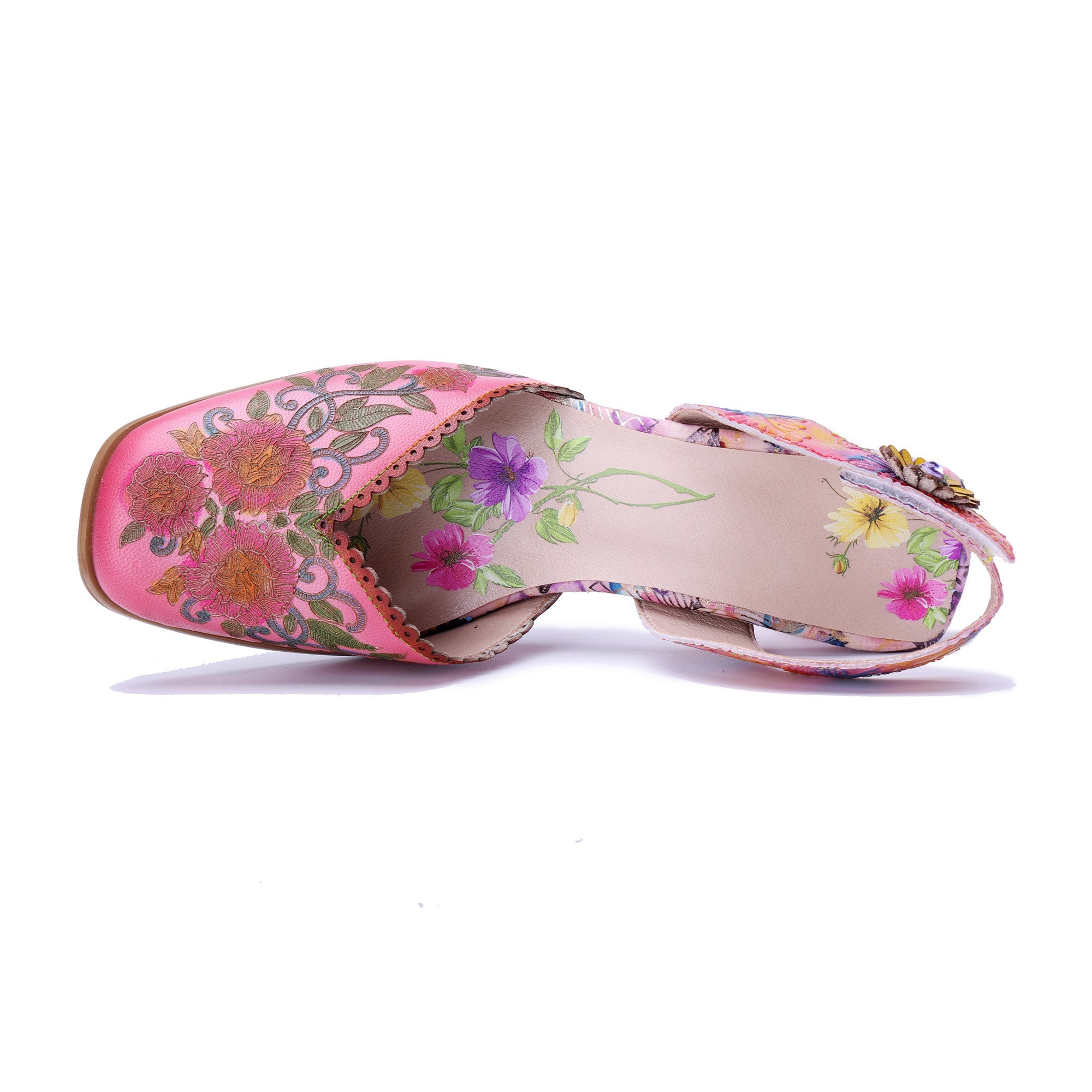 Pink Slingback Transparent Floral Sandals