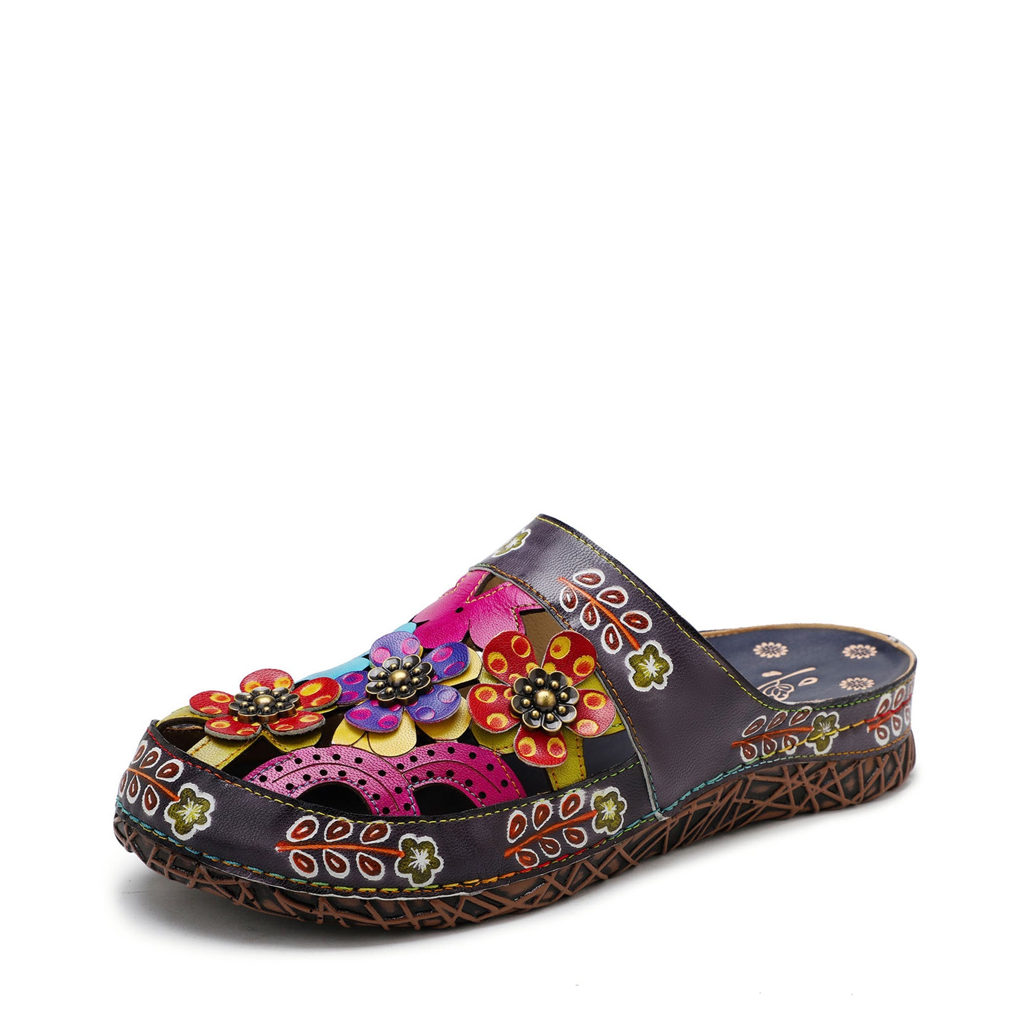 Vintage Handmade Colorful Floral Sandals