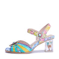 Vibrant Floral Transparent Heel Sandals