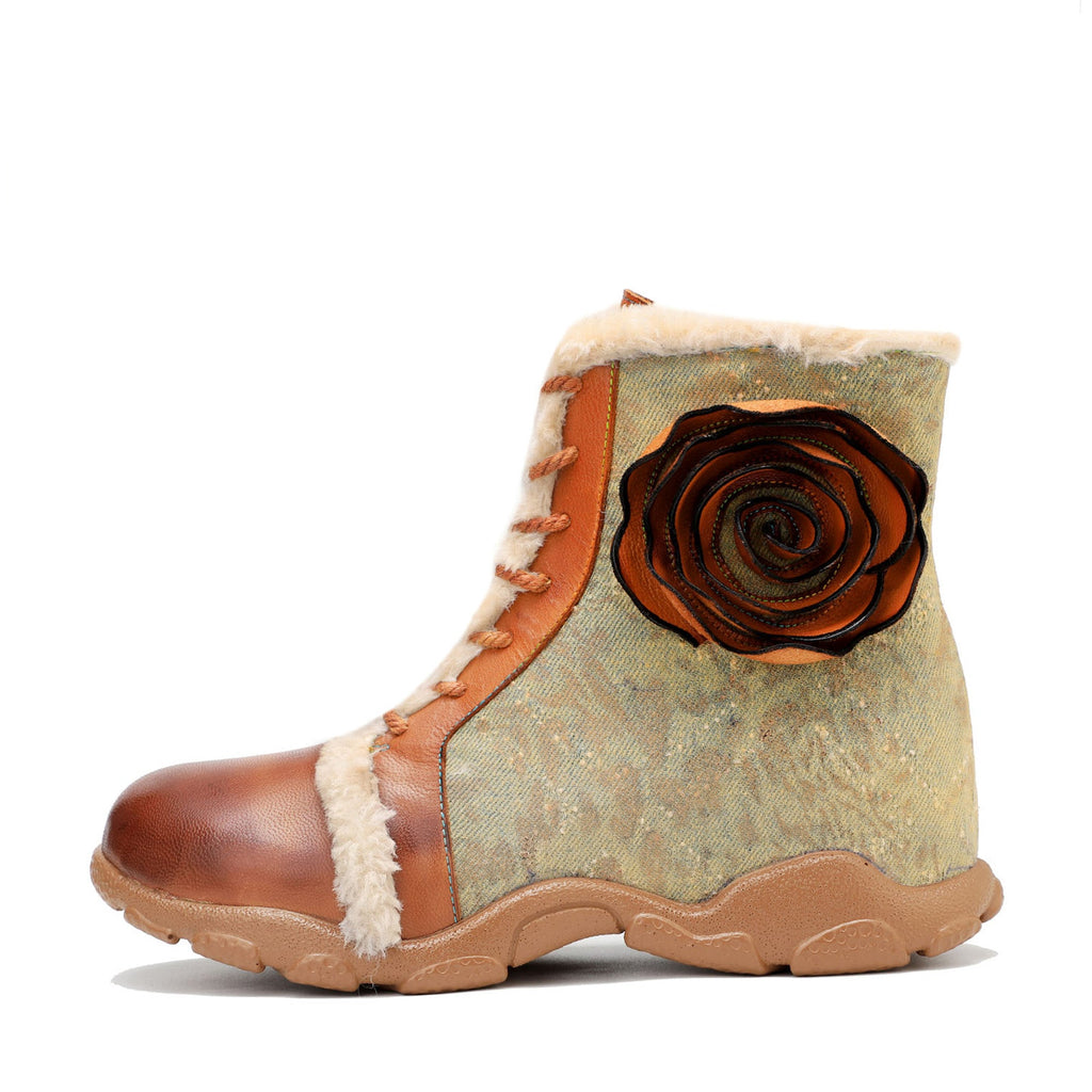 Orange Rose Velvet-Trimmed Walking Shoes