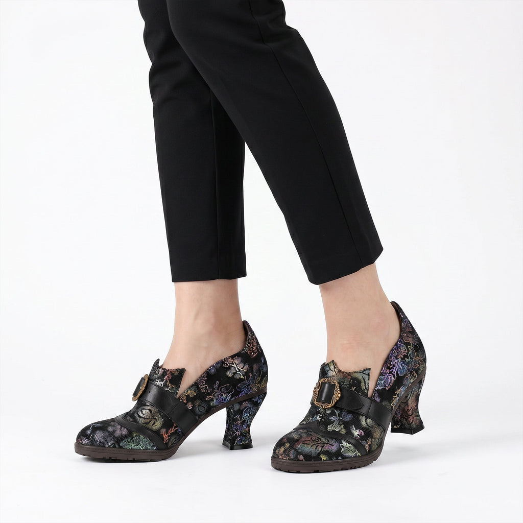 Iridescent Elegance Buckle Pumps
