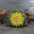 Handmade Vintage Leather Small Round Crossbody Bag
