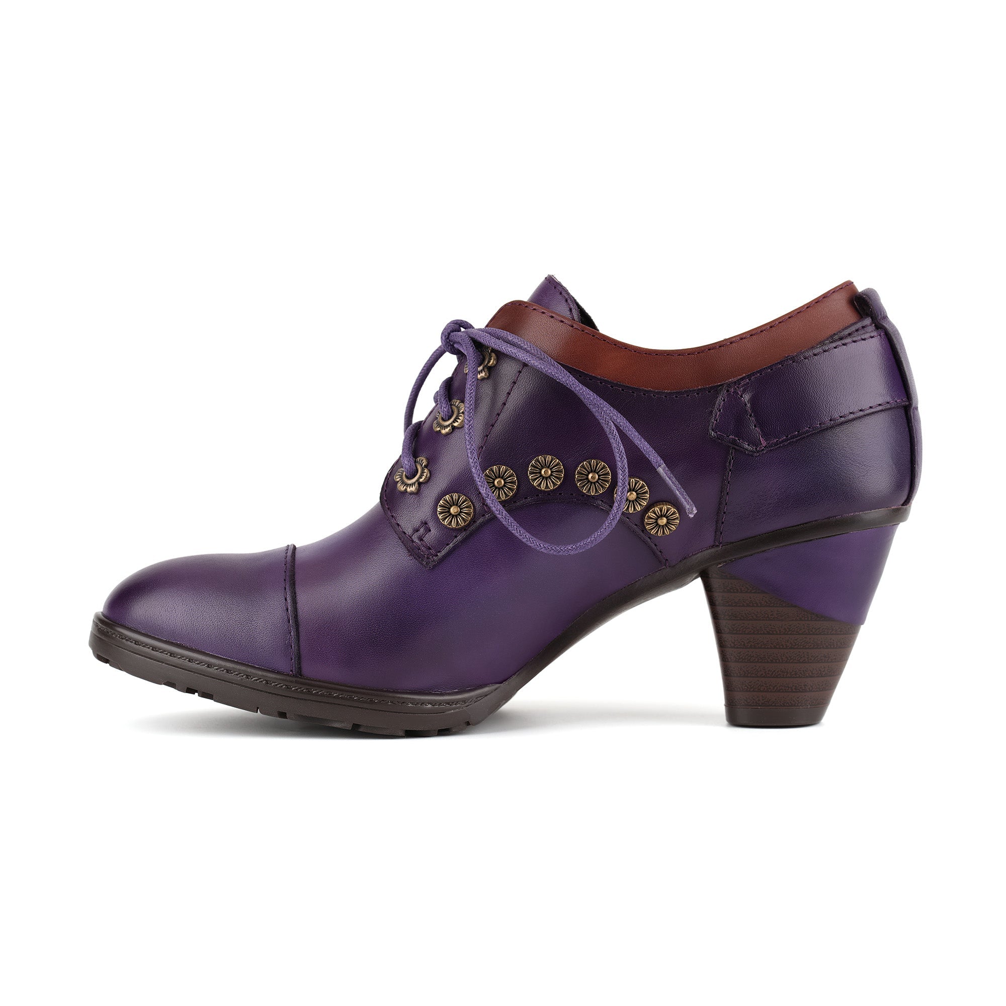 Vintage Lace-Up Decorative Buckle Pumps