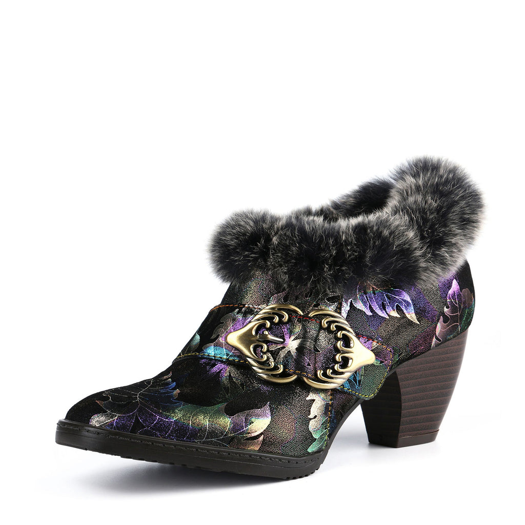 Gorgeous Comfortable Fur Collar Warm Pumps
