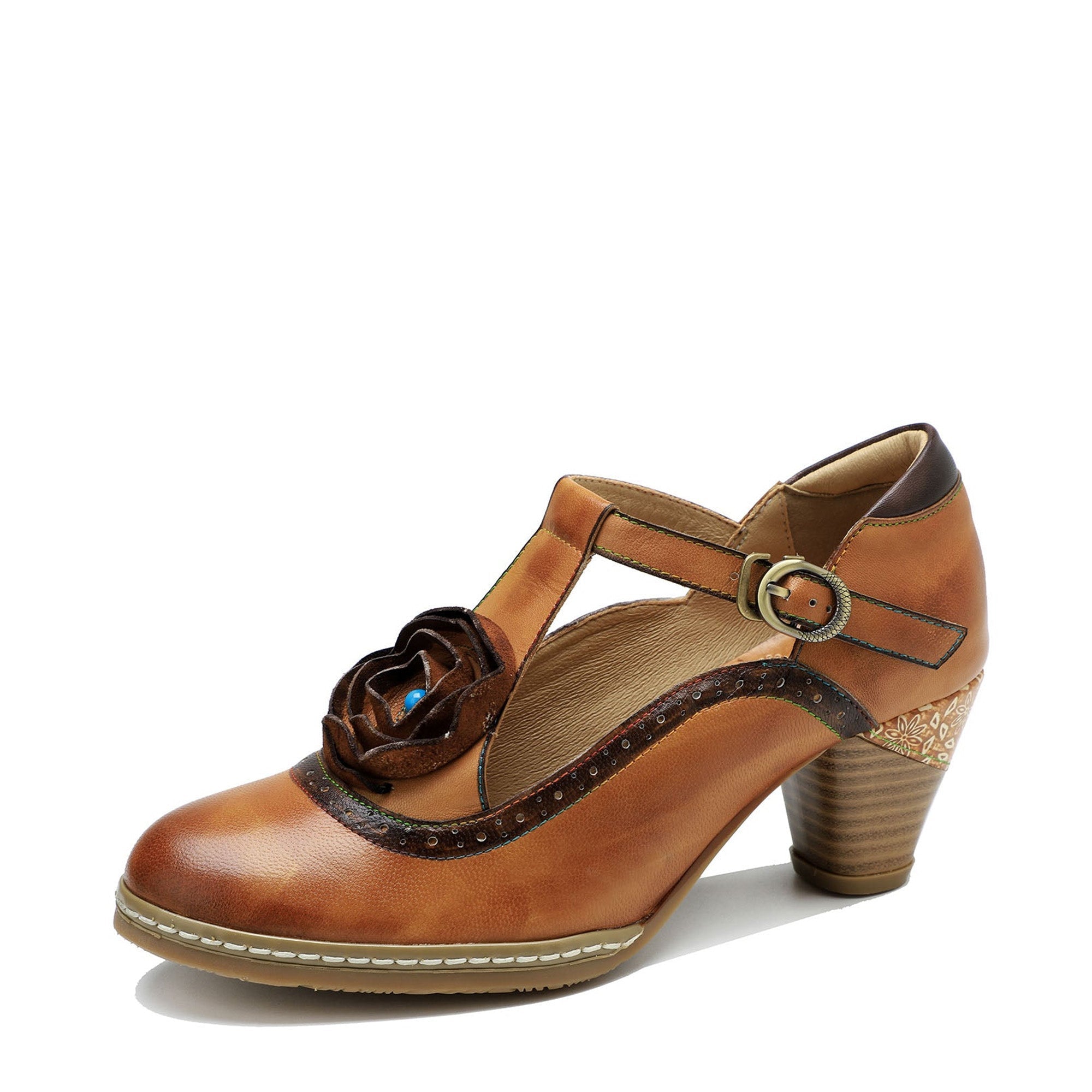 Retro Leather Grace Adjustable Belt Pumps