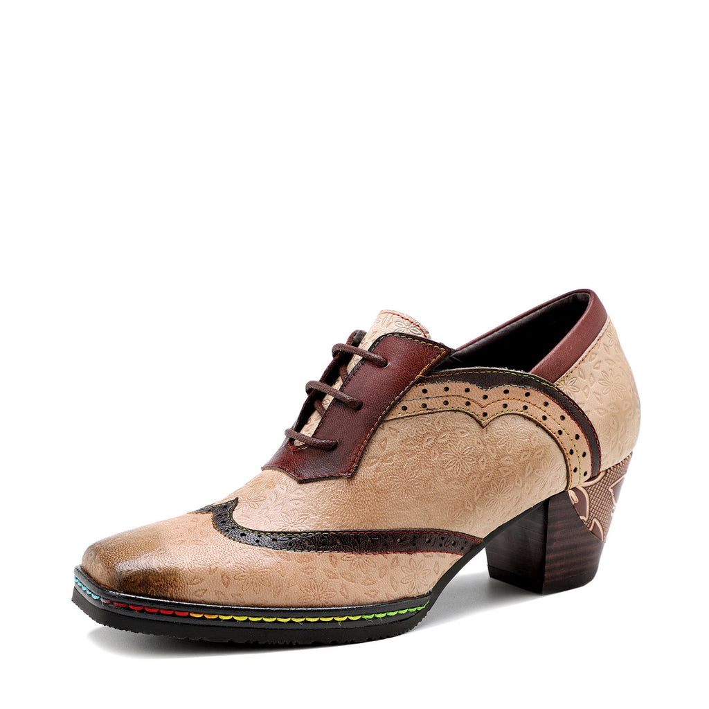 Bohemian Hand-printed Leather Pumps