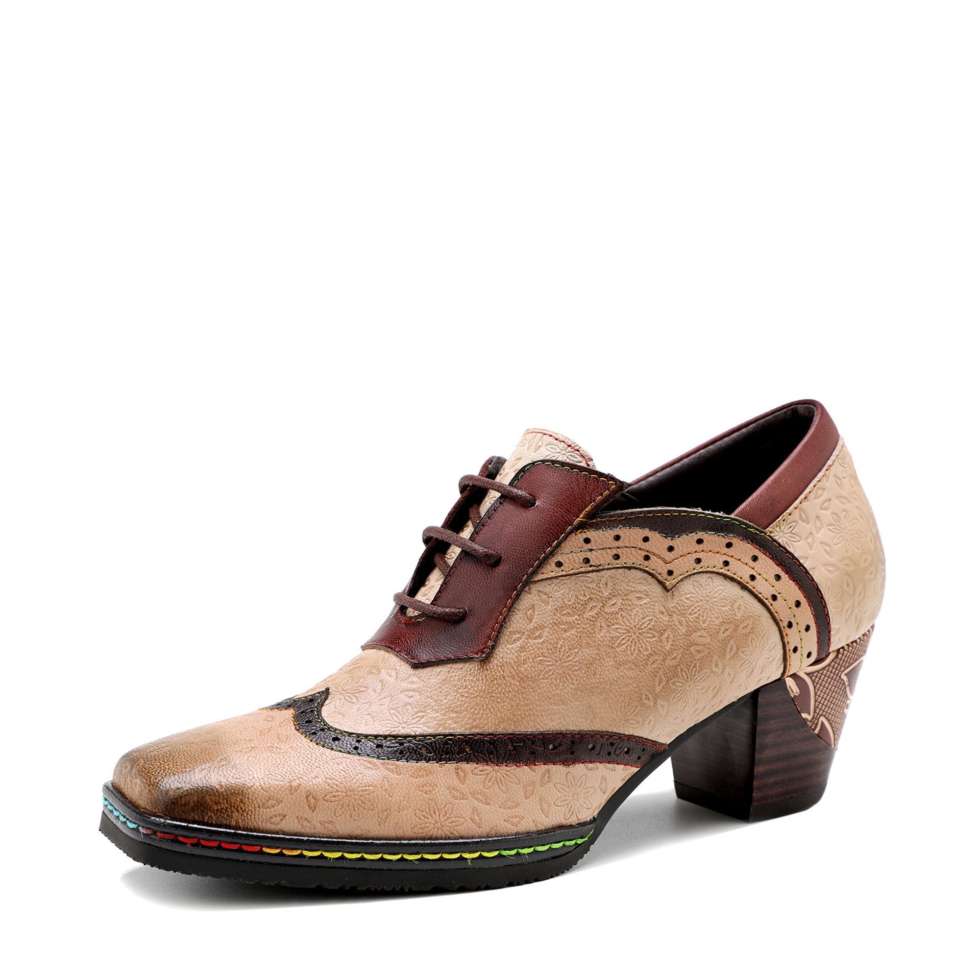 Bohemian Hand-printed Leather Pumps