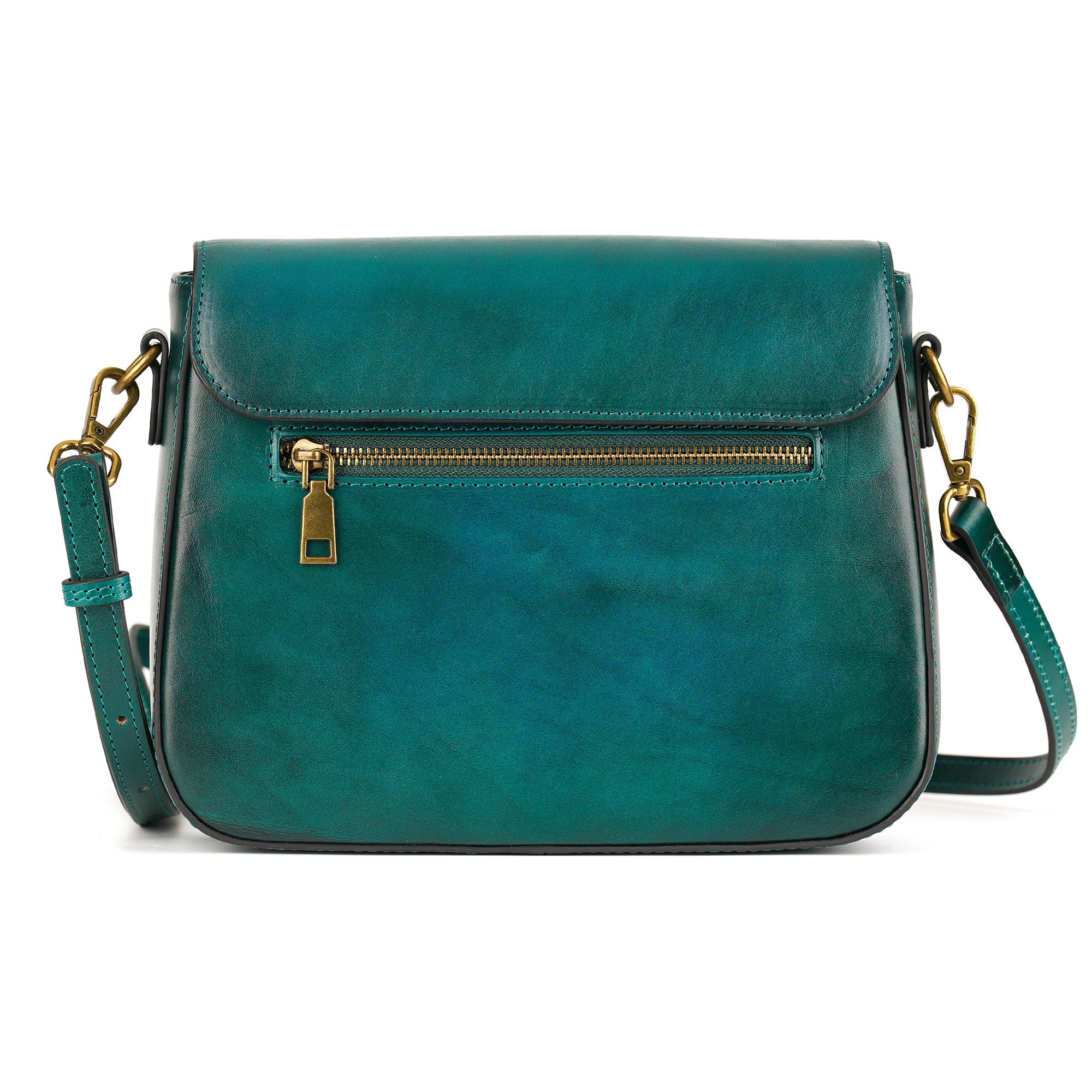 Peacock Feather Embossed Leather Crossbody Bag