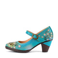 Peacock-Inspired Leather Mary Jane Pumps