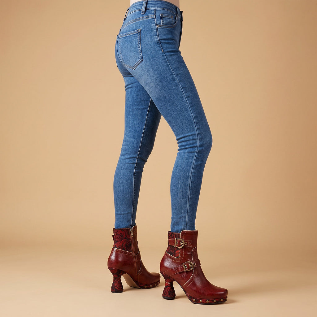 Retro Handmade Pure Color Fashionable Ankle Boots