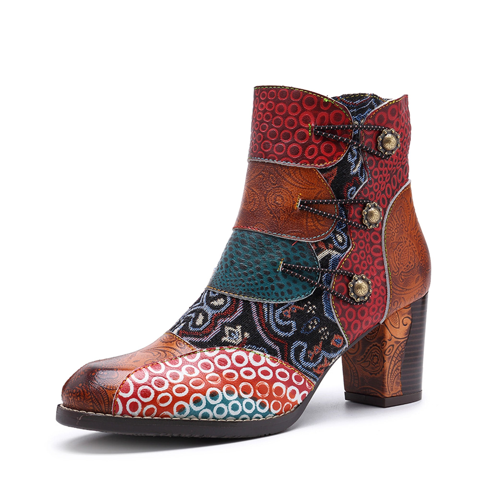 Handmade Leather Stitching Jacquard Craft Boots