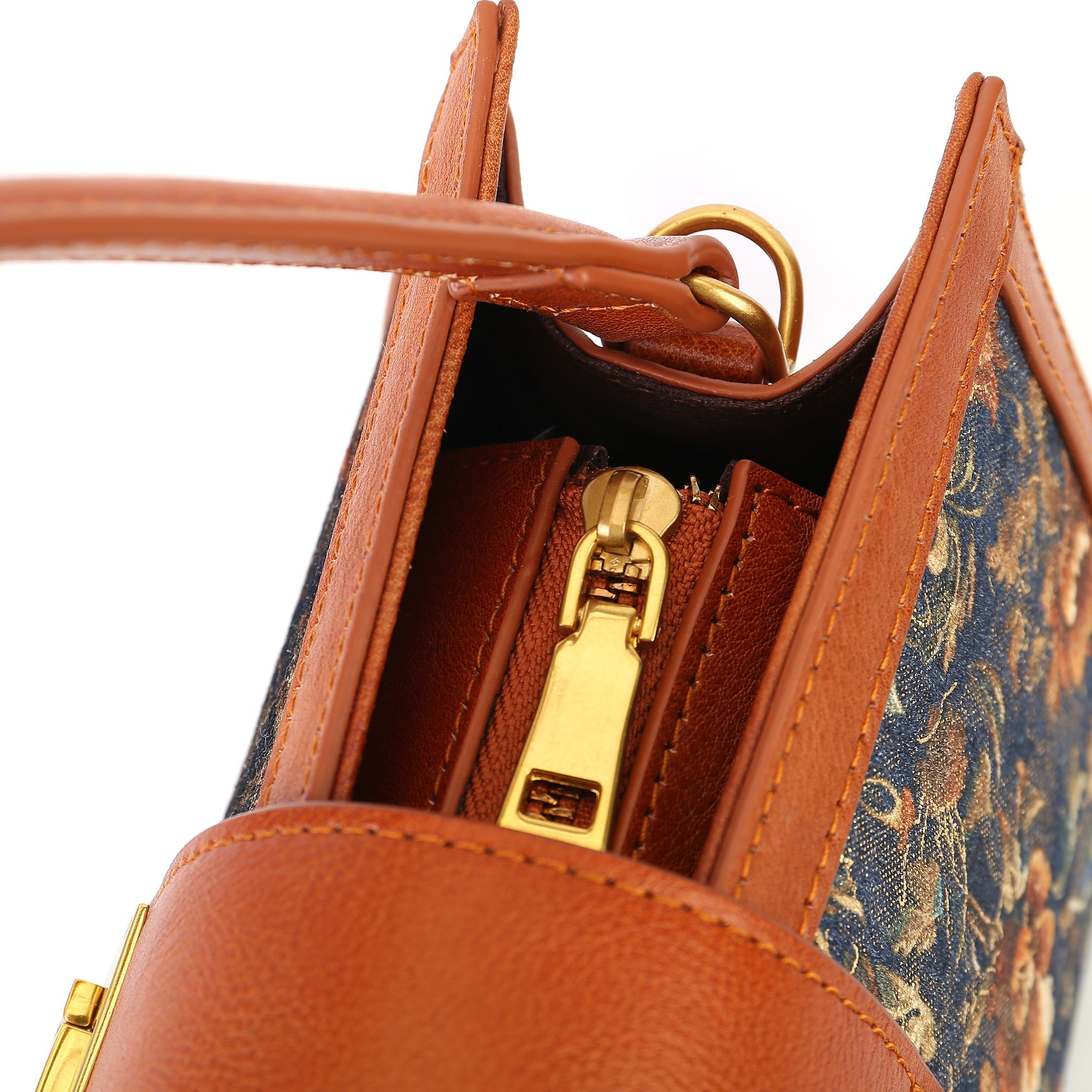 Vintage Floral Embroidered Shoulder Tote Bag