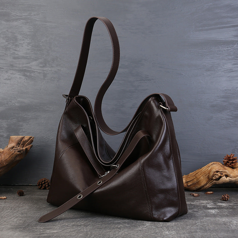 Cowhide Leather Large Capacity Shoulder & Crossbody Bag