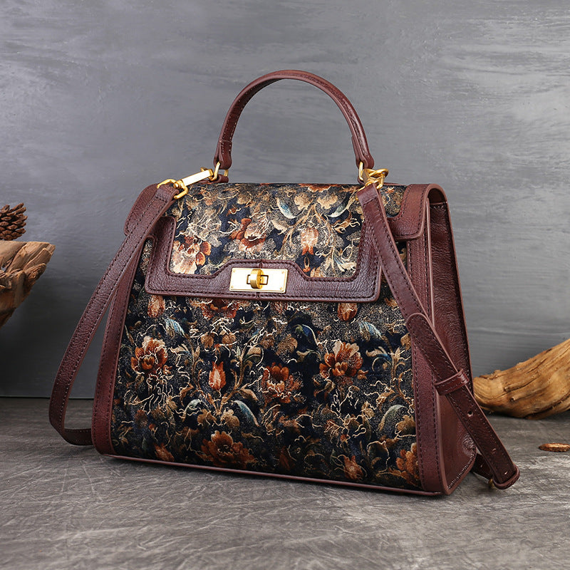 Vintage Floral Embroidered Patchwork Shoulder & Crossbody Bag