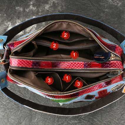 Vintage Colorblock Denim Shoulder Bag