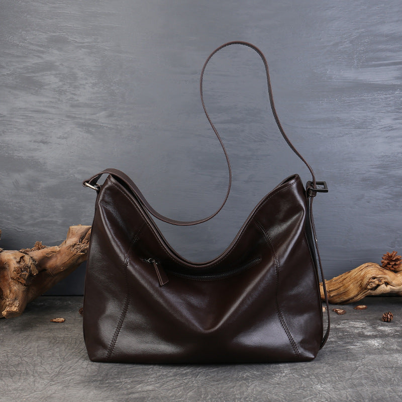 Cowhide Leather Large Capacity Shoulder & Crossbody Bag