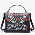 Genuine Leather Embroidered Top Handle Shoulder & Crossbody Bag