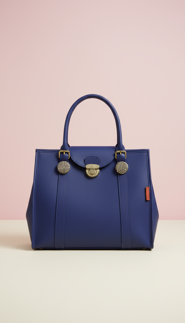 Retro Indigo Structured Tote