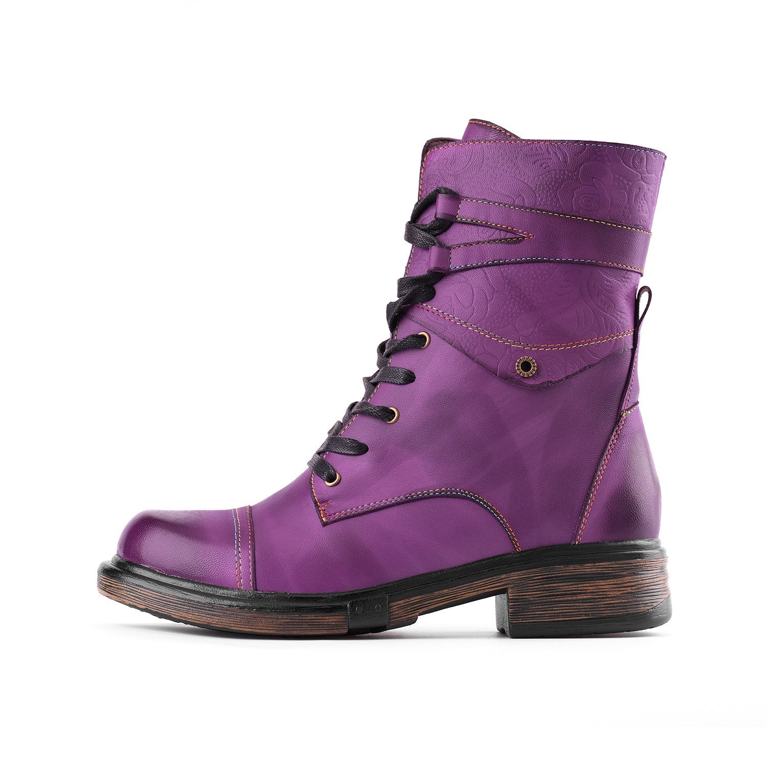 Comfortable Genuine Leather Boots With Laces And Inside Zippers