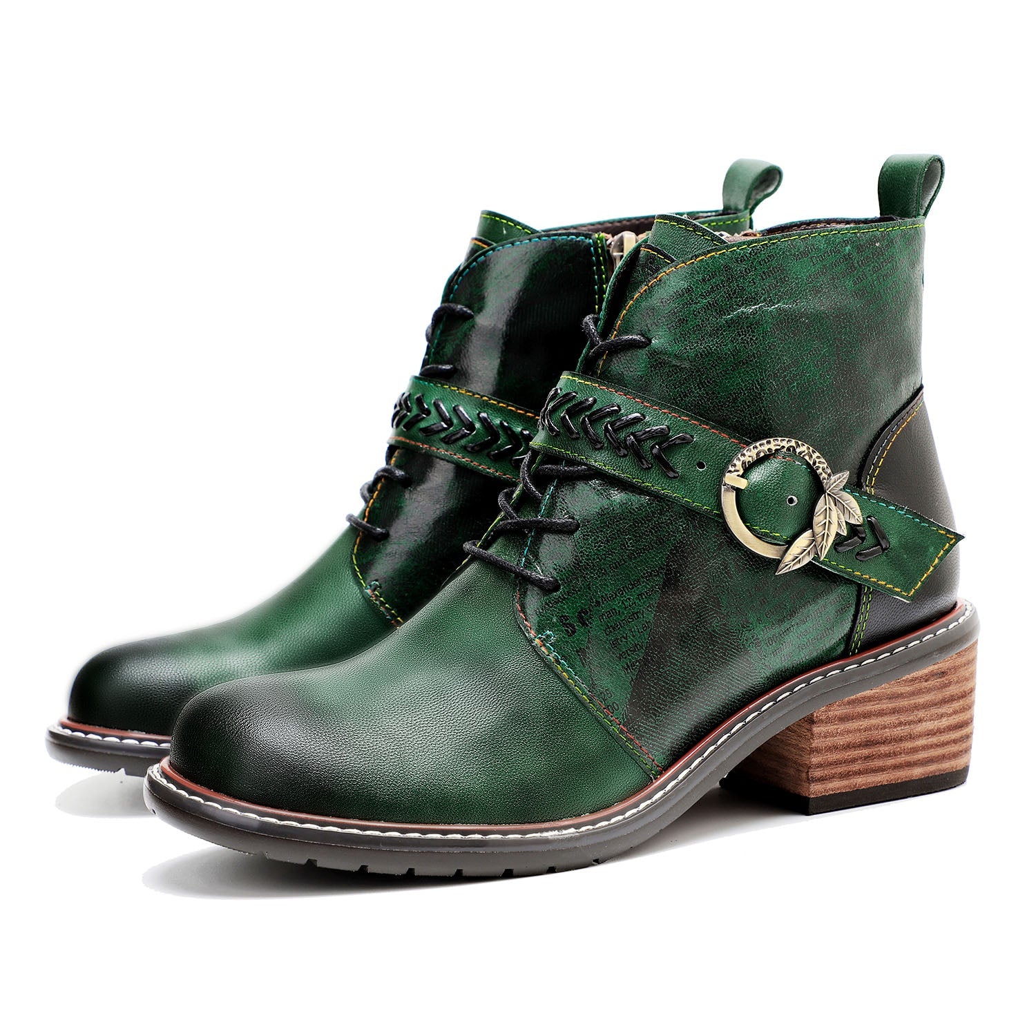 Retro Casual Style Strap Low Heel Booties