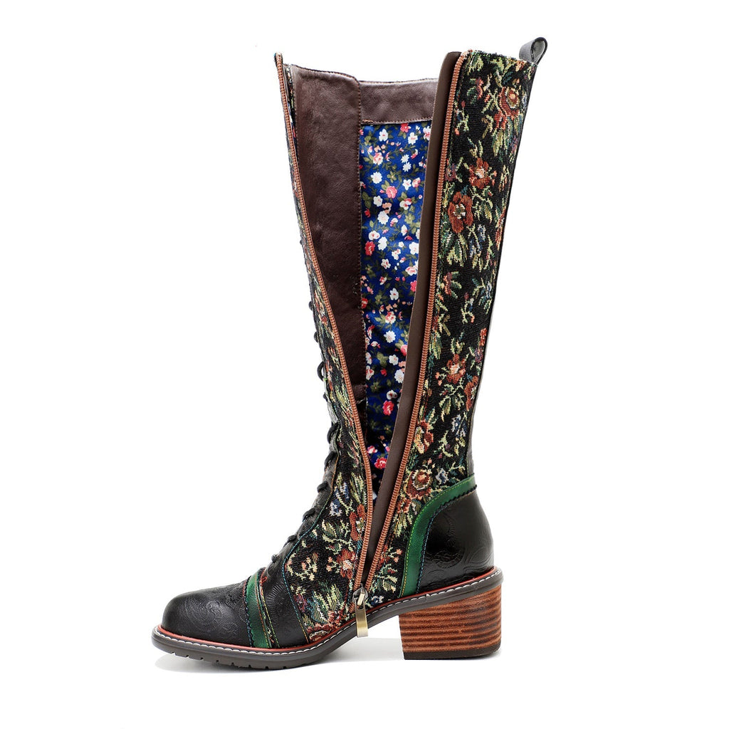 Vintage Handmade Stunning Floral Boots