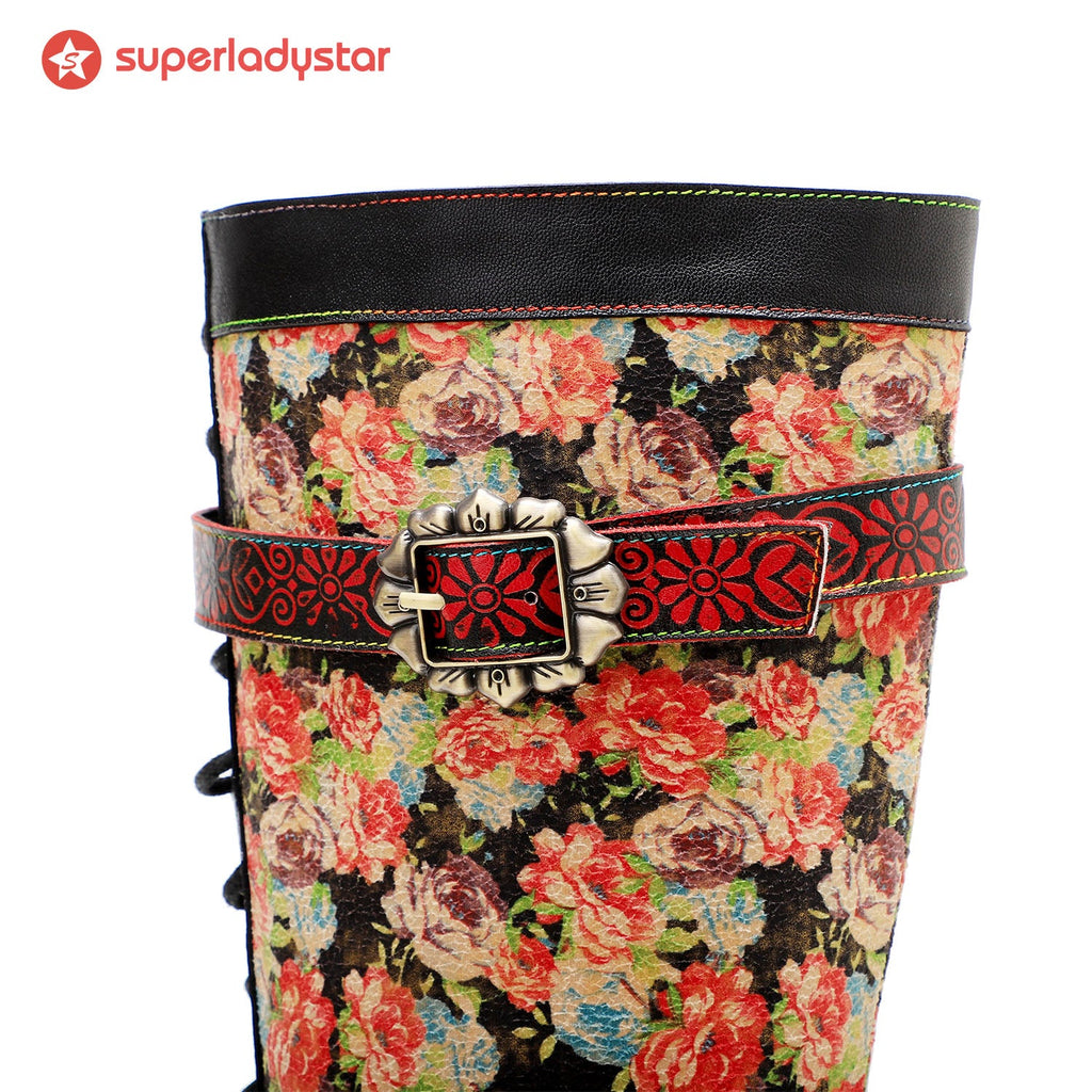 Vintage Hand-printed Stunning Floral Boots