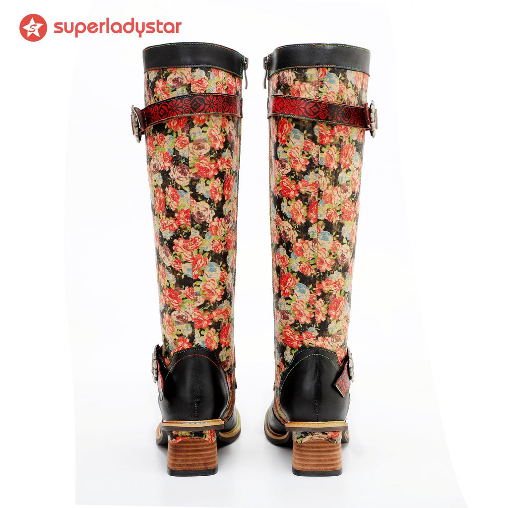 Vintage Hand-printed Stunning Floral Boots