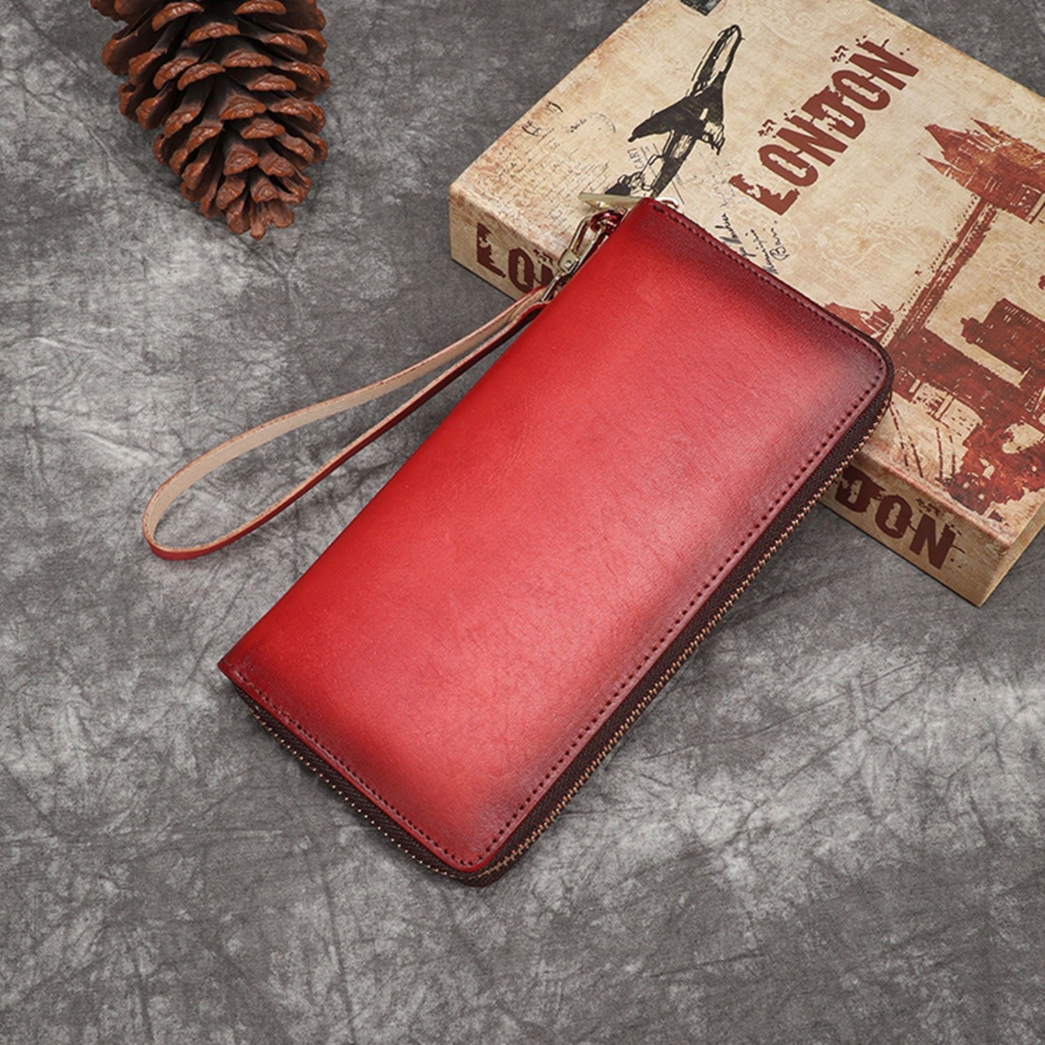 Vintage Hand-painted Handmade Solid Color Wallet