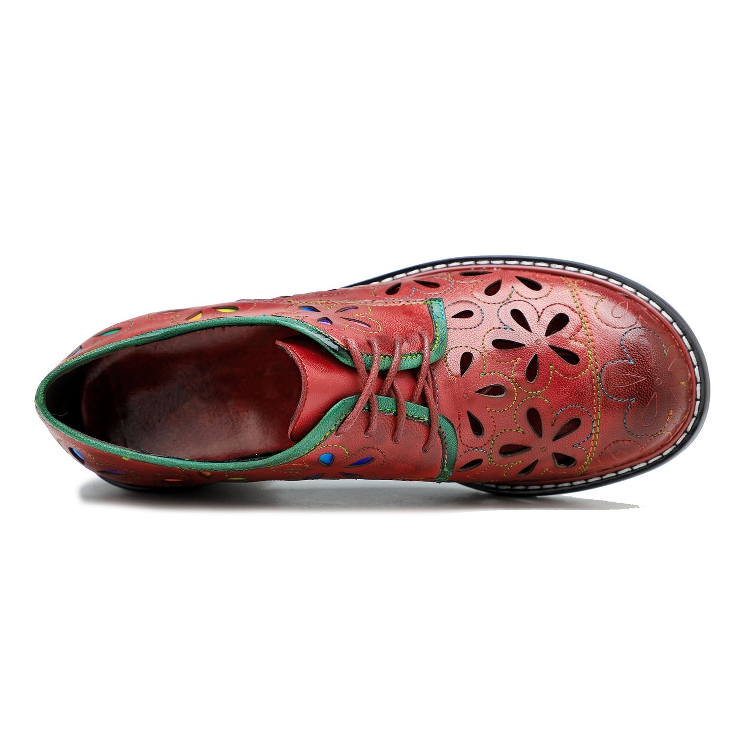 Vintage Handmade Leather Hollow Flat Shoes