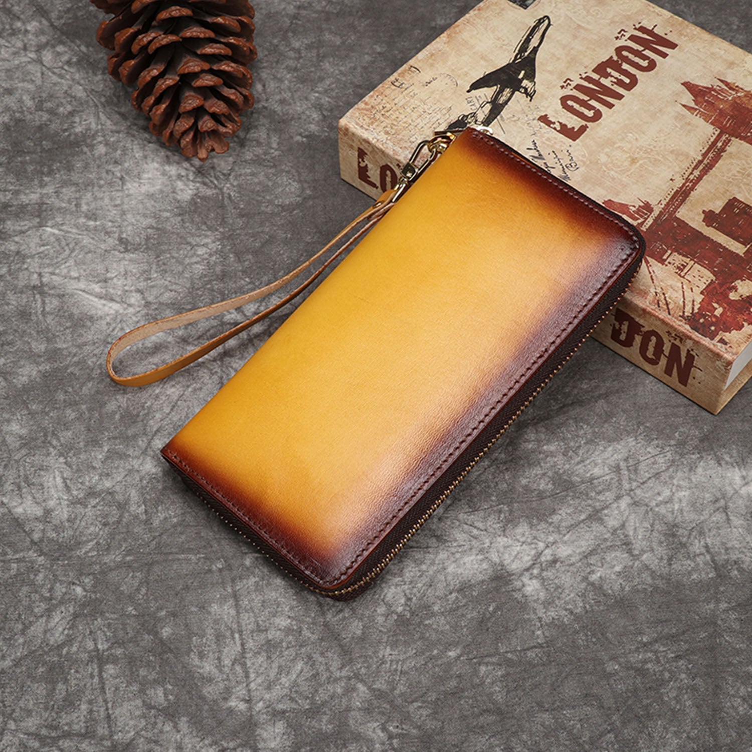 Vintage Hand-painted Handmade Solid Color Wallet