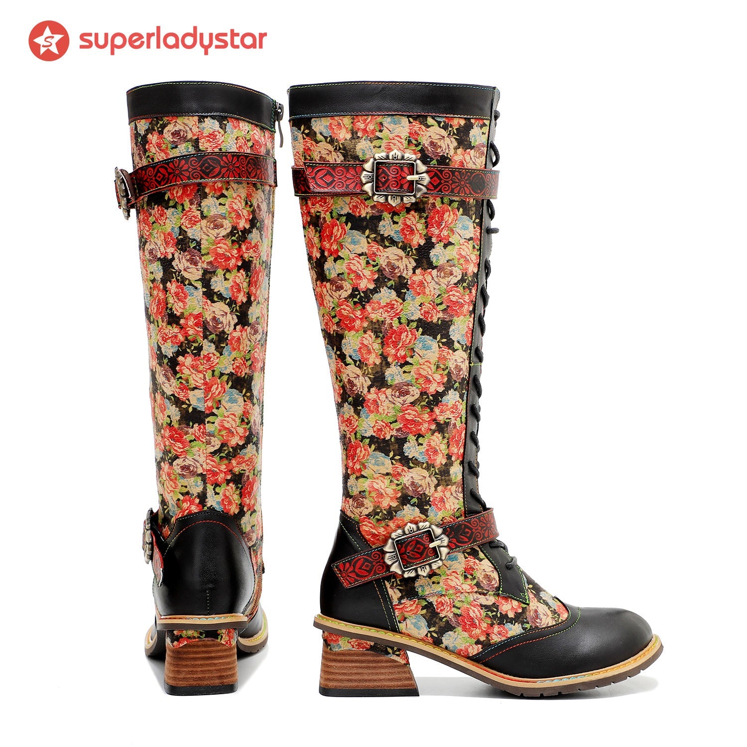 Vintage Hand-printed Stunning Floral Boots