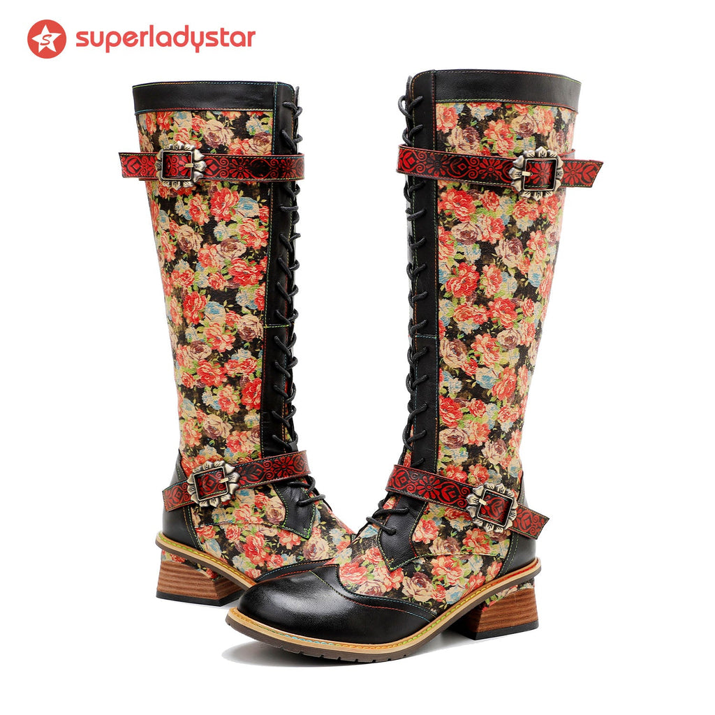 Vintage Hand-printed Stunning Floral Boots