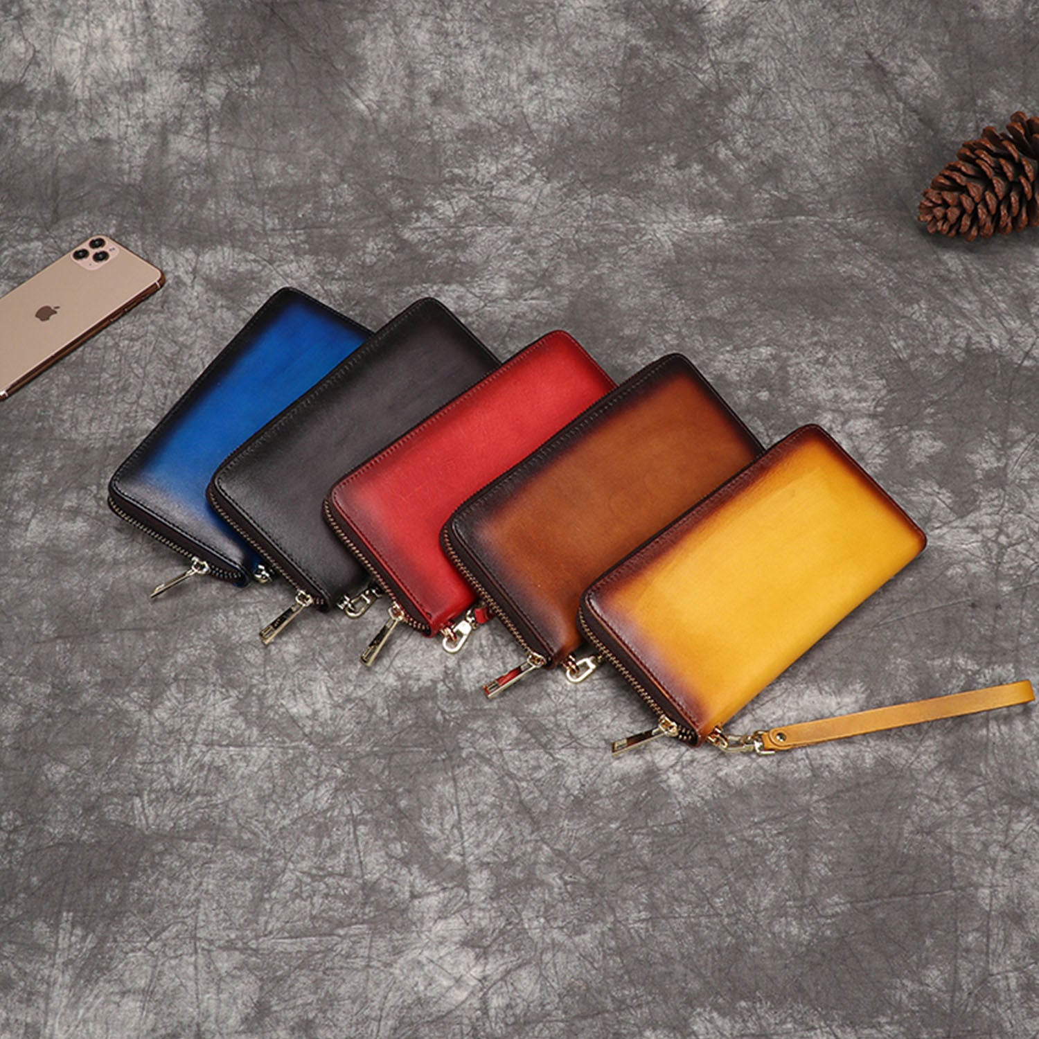 Vintage Hand-painted Handmade Solid Color Wallet