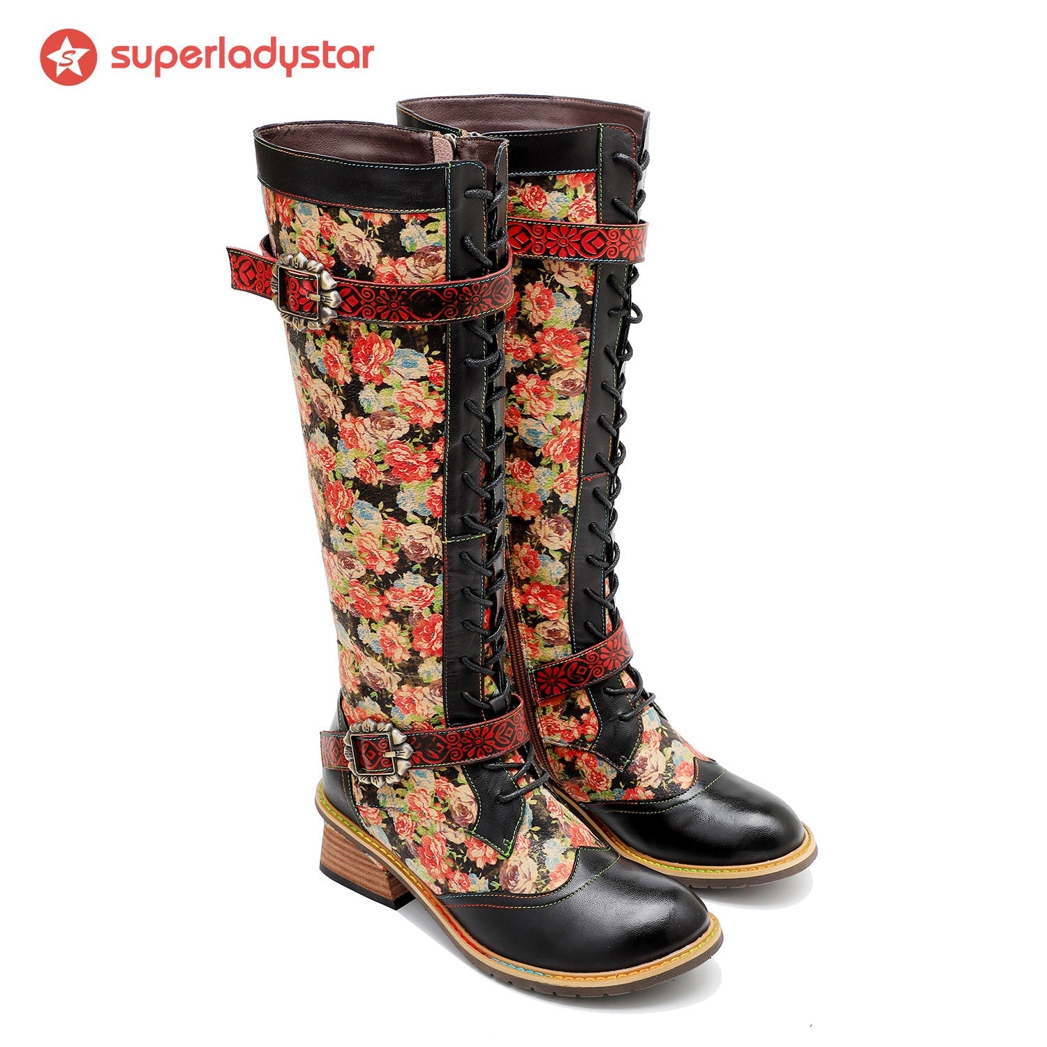 Vintage Hand-printed Stunning Floral Boots